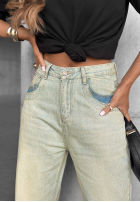 Pantaloni din denim mom fit On My List albastre