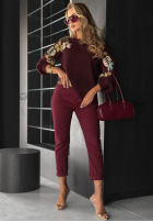 Pantaloni din denim z paskiem Don’t Expect Much burgundowe