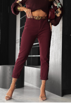 Pantaloni din denim z paskiem Don’t Expect Much burgundowe