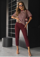 Tricou w paski Long Story burgundowy