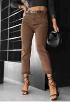 Pantaloni din denim z paskiem Out Of Context camel