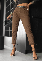 Pantaloni din denim z paskiem Out Of Context camel