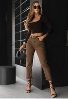 Pantaloni din denim z paskiem Out Of Context camel