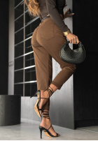 Pantaloni din denim z paskiem Out Of Context camel