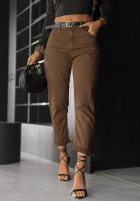 Pantaloni din denim z paskiem Out Of Context camel