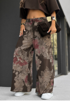 din material textil Pantaloni wide leg w kwiaty Trust The Moment ciocolatii