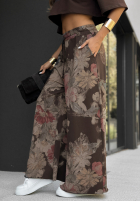 din material textil Pantaloni wide leg w kwiaty Trust The Moment ciocolatii
