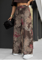 din material textil Pantaloni wide leg w kwiaty Trust The Moment ciocolatii