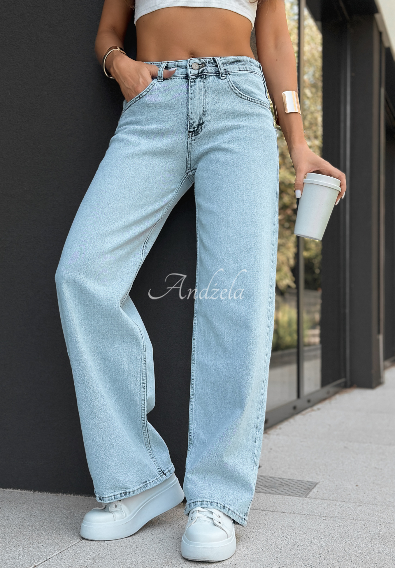 Blugi wide leg That One Text