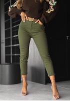 Pantaloni din denim z paskiem Don’t Expect Much kaki