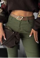 Pantaloni din denim z paskiem Don’t Expect Much kaki