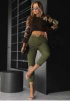 Pantaloni din denim z paskiem Don’t Expect Much kaki