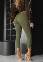 Pantaloni din denim z paskiem Don’t Expect Much kaki