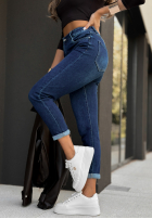Pantaloni din denim z paskiem Heard That Before ciemnoniebieskie