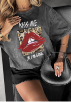 Tricou cu imprimeu Kiss Me Or I'm Gone
