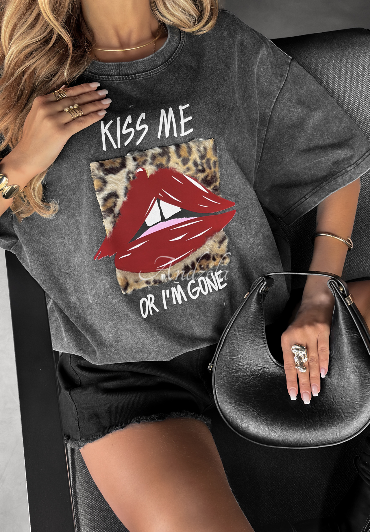Tricou cu imprimeu Kiss Me Or I'm Gone