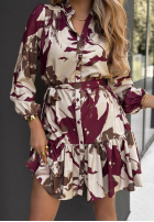 Rochie z falbanką Time’s Up burgundowo-ciocolatie