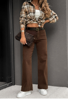 Pantaloni din denim wide leg Same Situation ciocolatii
