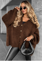 Krótki Cardigan oversize Hot Chestnuts ciocolatiu