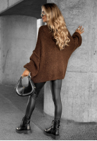 Krótki Cardigan oversize Hot Chestnuts ciocolatiu