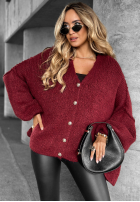 Krótki Cardigan oversize Hot Chestnuts burgundowy