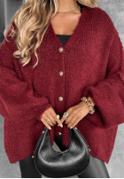 Krótki Cardigan oversize Hot Chestnuts burgundowy