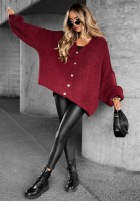 Krótki Cardigan oversize Hot Chestnuts burgundowy