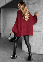 Krótki Cardigan oversize Hot Chestnuts burgundowy