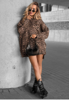 Hanorac cu model tip panteră Still Here beżowo-ciocolatie
