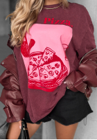 Tricou z nadrukiem Pizza burgundowy