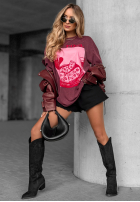 Tricou z nadrukiem Pizza burgundowy