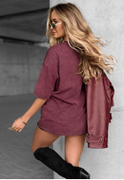 Tricou z nadrukiem Pizza burgundowy