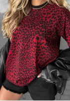 Tricou cu model tip panteră Long Story burgundowy