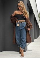 Pantaloni din denim z paskiem Write Your Story albastre