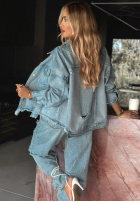 din denim Geacă z przetarciami We Think Alike albastru deschis