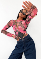 Kwiecista Bluză La Milla Pink Dream różowo-ciocolatie