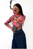 Kwiecista Bluză La Milla Pink Dream różowo-ciocolatie