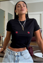 Tricou z nadrukiem La Milla Strawberry In Chocolate negru