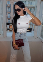 Tricou z nadrukiem La Milla Strawberry In Chocolate Alb