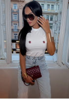 Tricou z nadrukiem La Milla Strawberry In Chocolate Alb