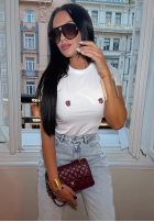 Tricou z nadrukiem La Milla Strawberry In Chocolate Alb