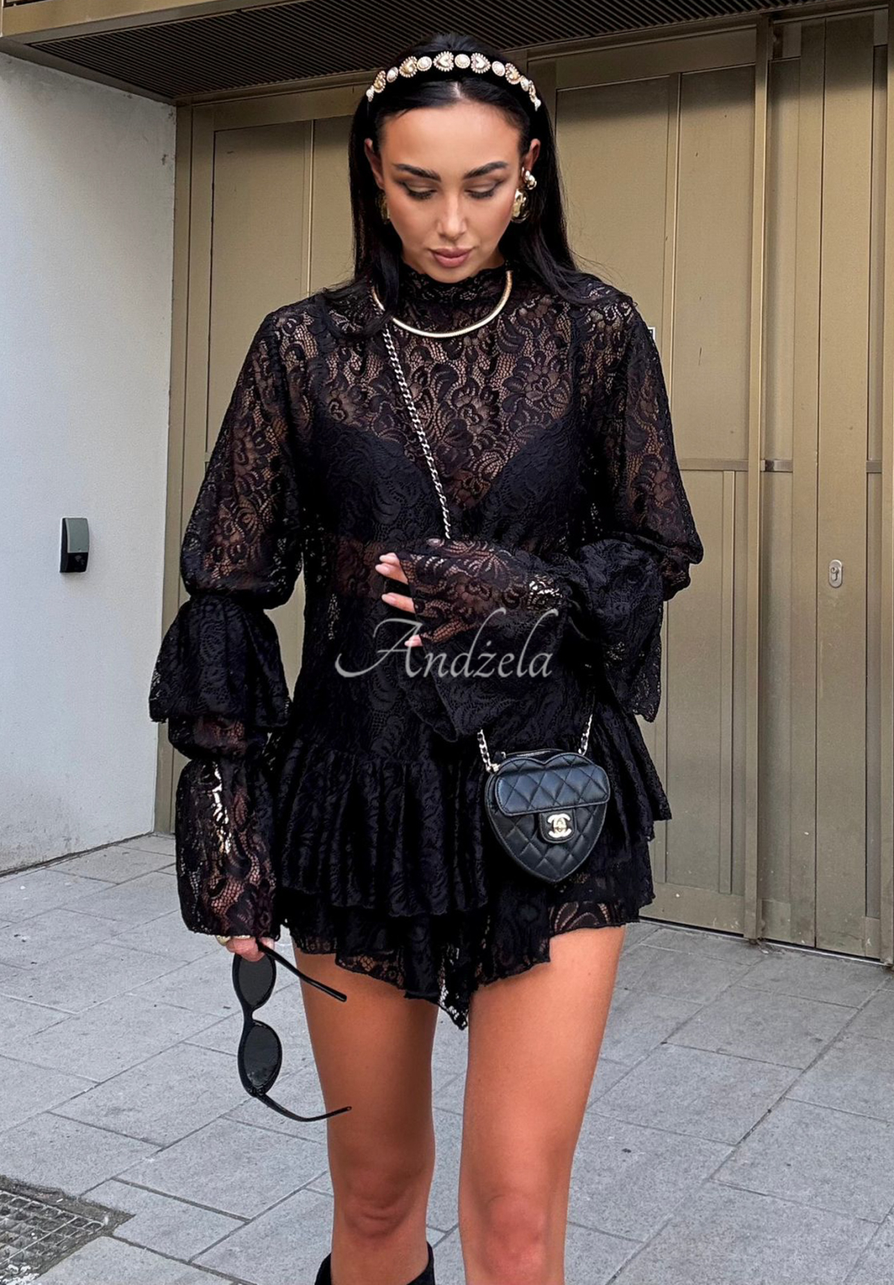Fustă-pantalon din dantelă La Milla Bye Forever cu volănaș