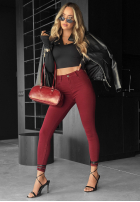 Pantaloni din denim skinny Fuel Your Passion burgundowe