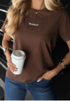 Tricou z nadrukiem Woman ciocolatiu