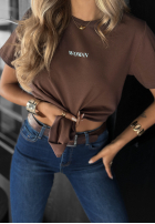 Tricou z nadrukiem Woman ciocolatiu