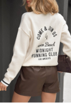 Pulover z napisami Midnight Running Club ecru