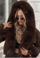 Scurtă Geacă z futerkiem Timber Pines ciocolatie
