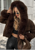 Scurtă Geacă z futerkiem Timber Pines ciocolatie