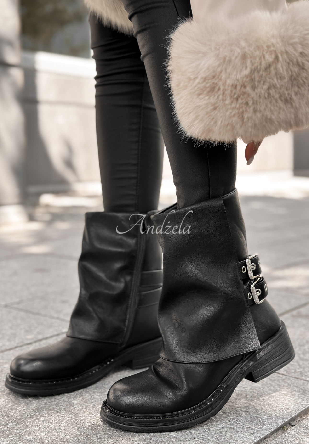 Botine din piele cu catarame Talk About You