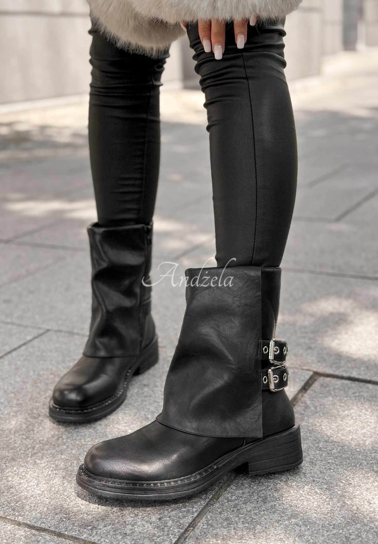 Botine din piele cu catarame Talk About You